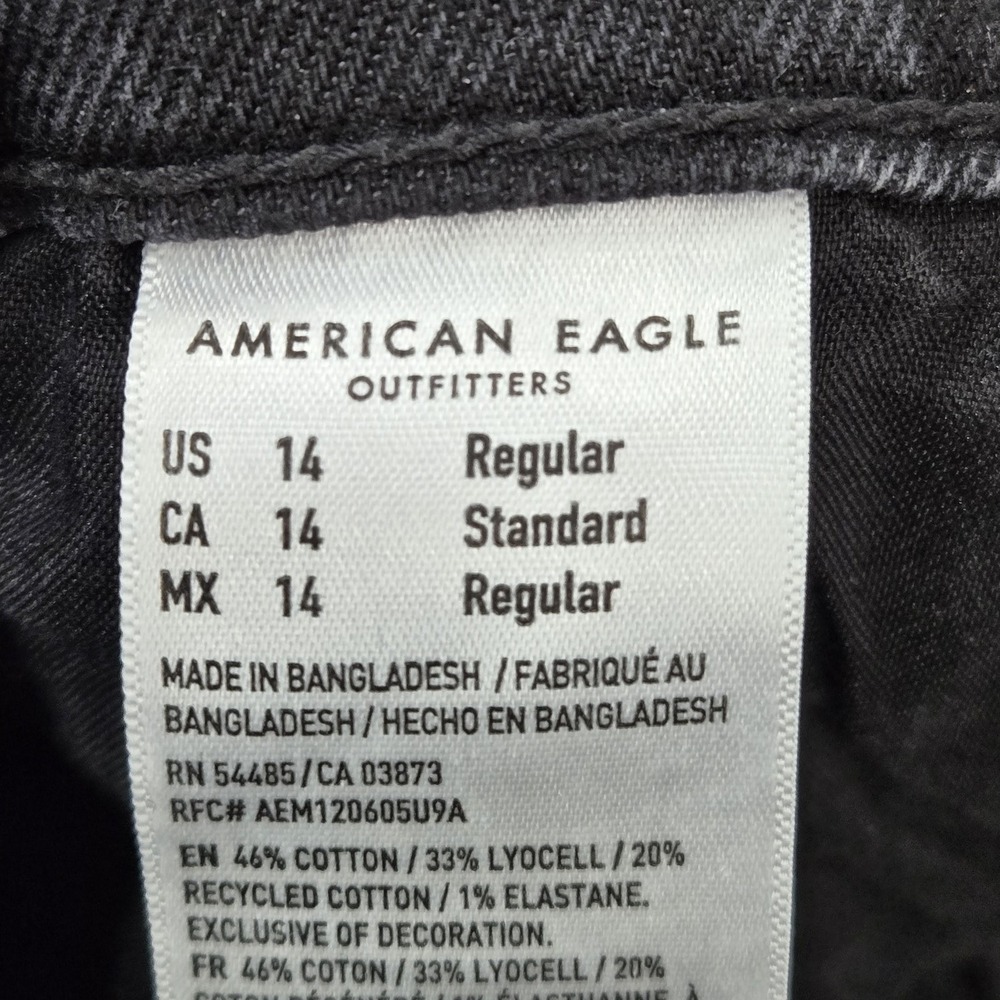 American Eagle Outfitters Women Jeans 14 Black Denim Stovepipe Baggy Y2K - Picture 4 of 12